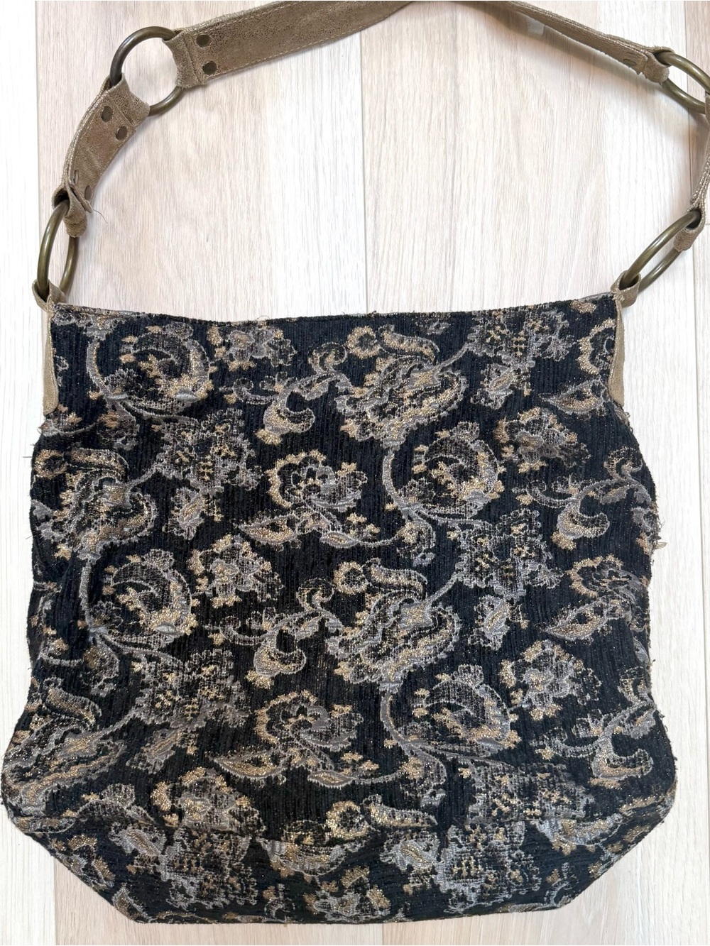 Y2K Betsey Johnson Butterfly Embellished Tapestry Hobo Bag - Picture 5 of 7